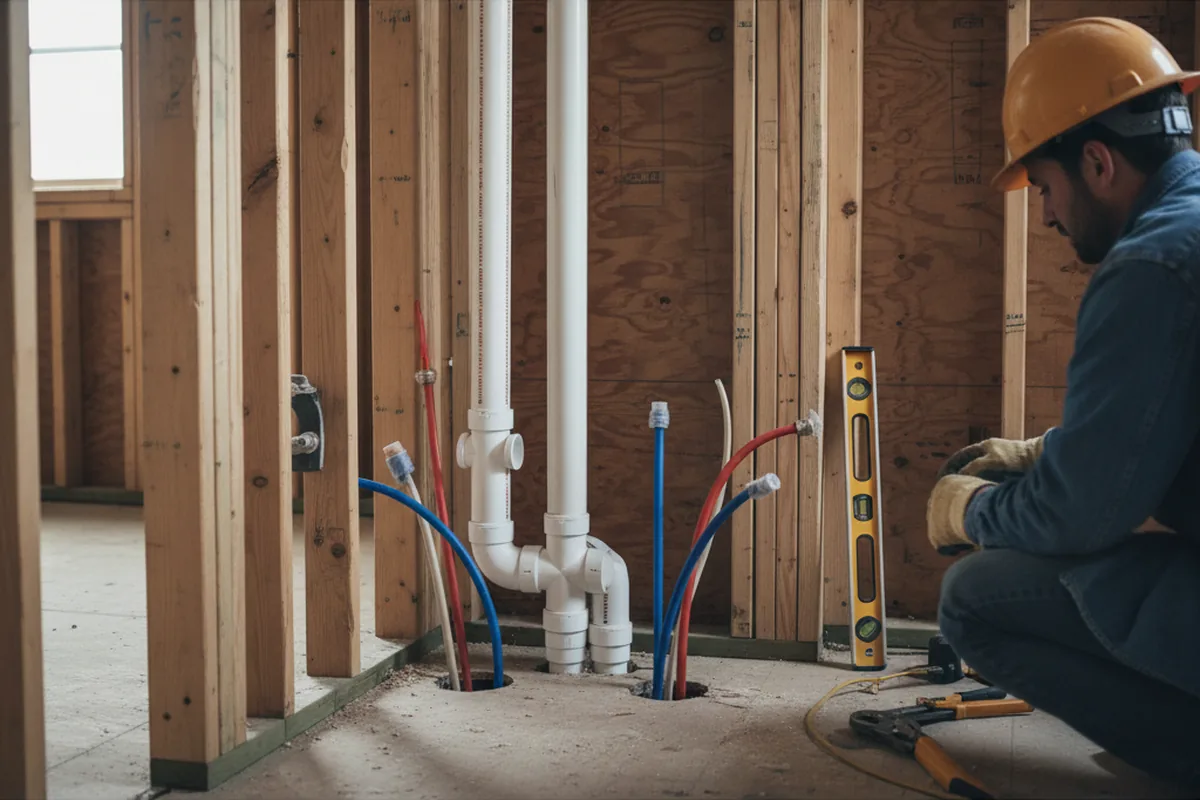 Drain and supply rough-in during Drain Cleaning in West Sunbury