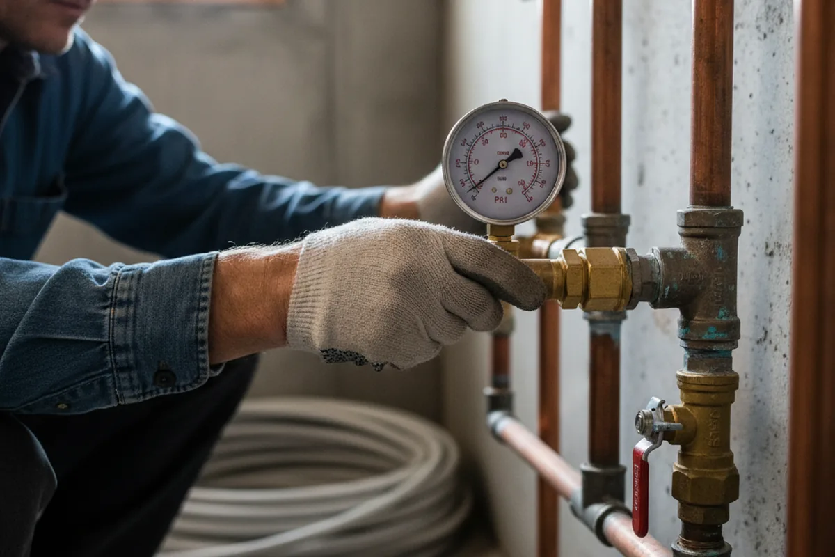 Pressure testing a repaired line during Water Line Repair in West Sunbury